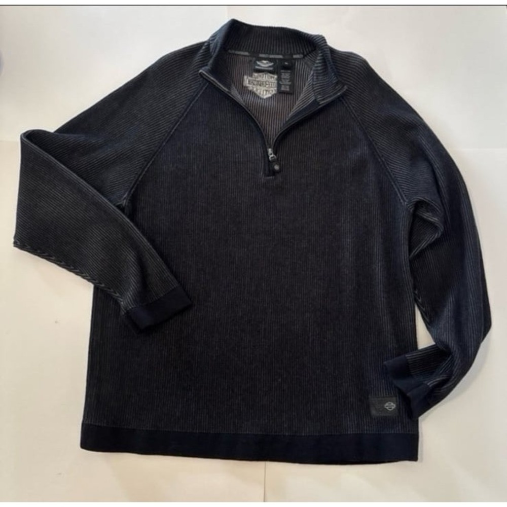 Harley Davidson stone‎ washed 
1/4 zip sweater shirt